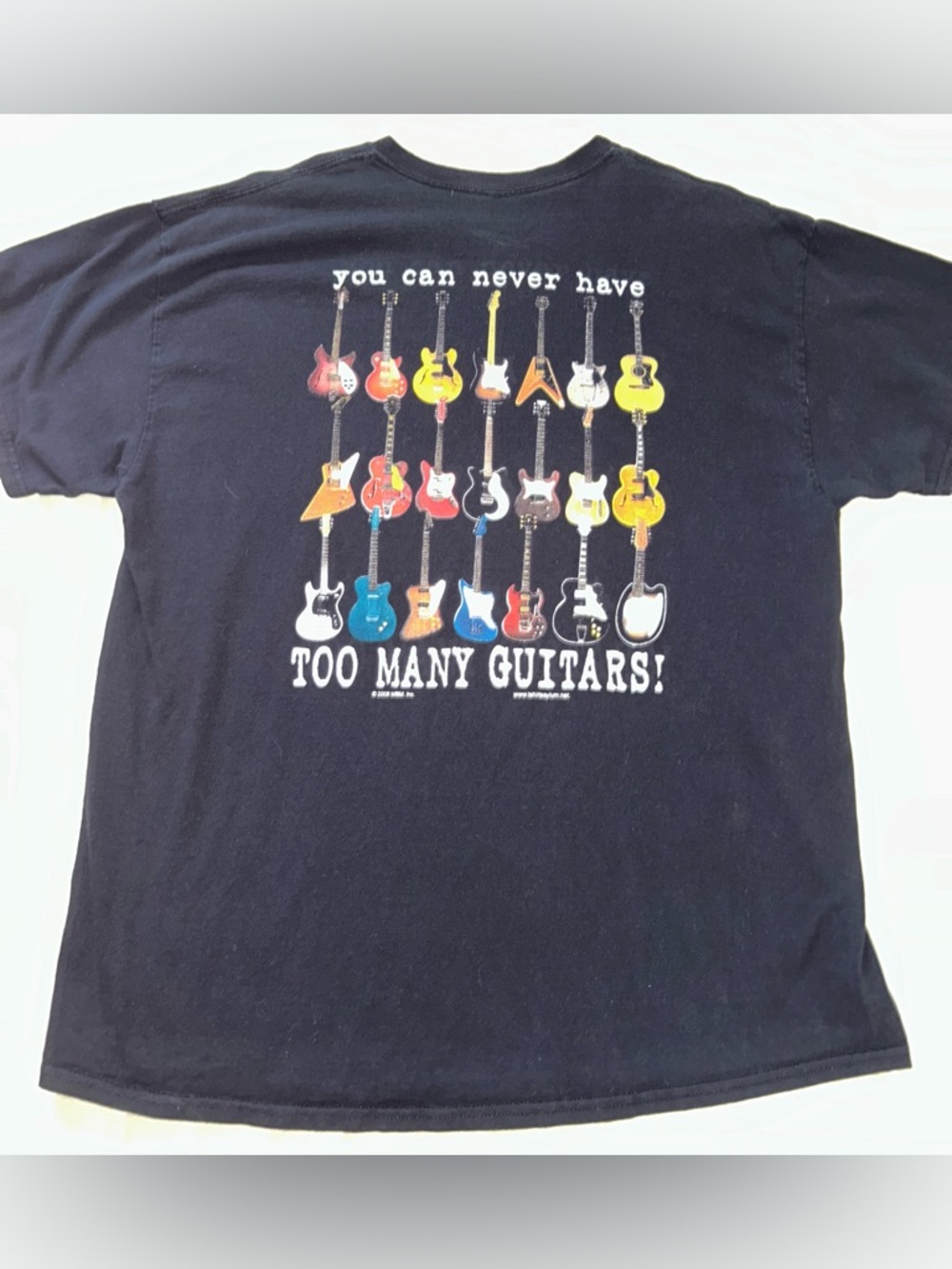 Vintage 2008 You Can Never Have Too Many Guitars Black Shirt tshirtasylum.com